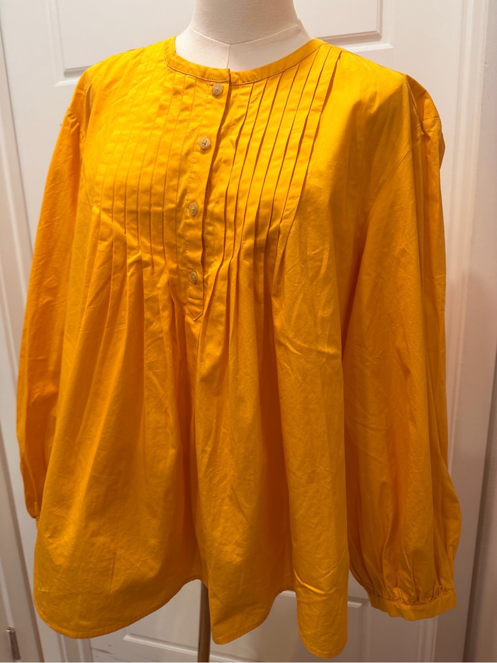Derek Lam 10 Crosby Women's Bright Orange Button-Front Pintuck Blouse - Picture 6 of 6